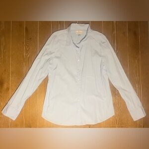 J.Crew Women Long Sleeve Button Down Light Blue Stretch Perfect Size L